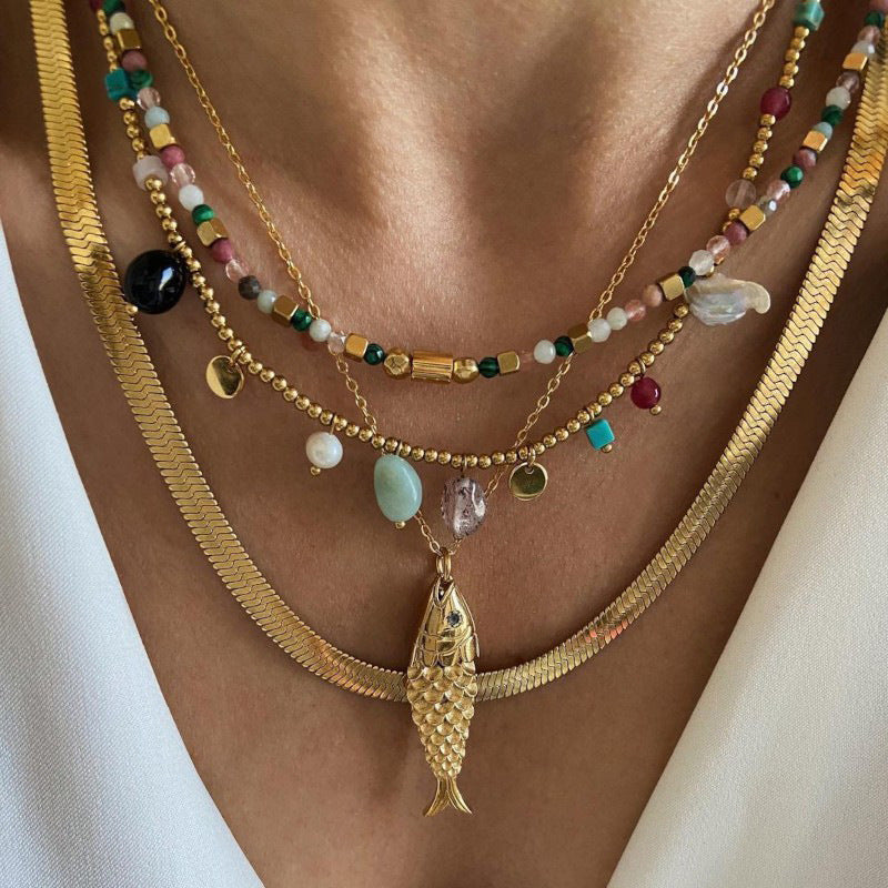 2H Necklace Accessories Collarbone Chain Non-Fading Jewelry Stainless Steel Accessories