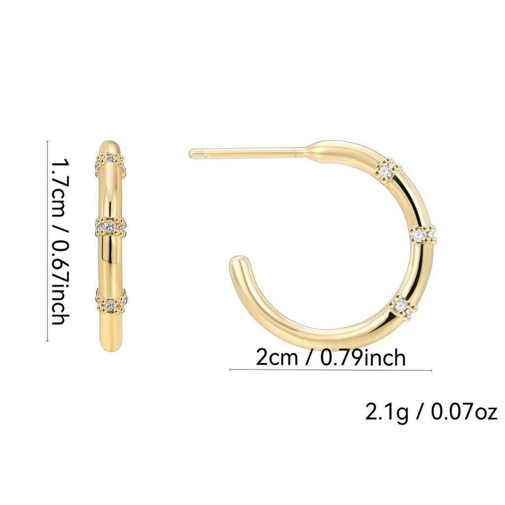 E0042Fashion Jewelry Copper Gold Plated with Zirconia C Women's Bamboo Knot Circle Earrings