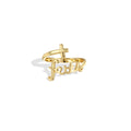 Gold-Plated Brass Cross Adjustable Ring featuring adjustable and a gold-tone finish