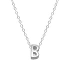 Sterling Silver 26 Letter Pendant Necklace Polished Collarbone Chain
