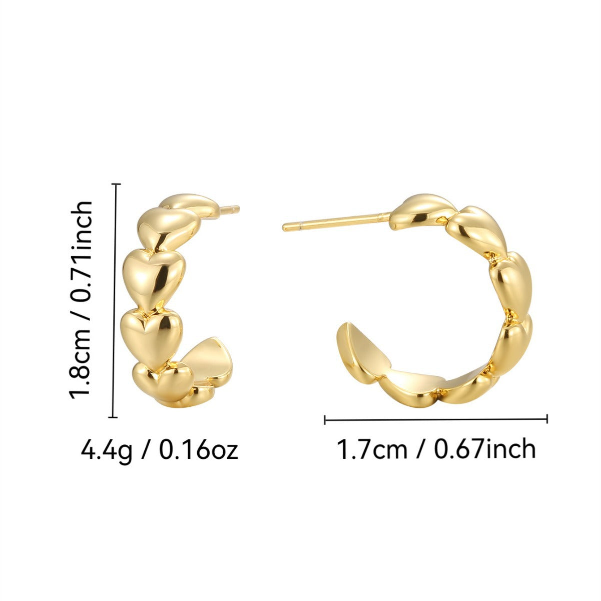 CYE0148 Minimalist Circle Heart Earrings Minimalist Chanel Stud Earrings