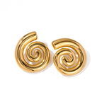 Trendy New18K gold Stainless Steel Rotating Pattern Threaded Earrings Stainless Steel Earrings Women's Earrings Jewelry