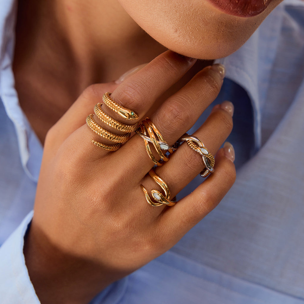 2H Original Design Snake Ring Non-Fading Jewelry for Women Stainless Steel Accessories ring