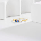 SR0052 S925Silver Moon Blue Star Design Sense Simple Thin Ring