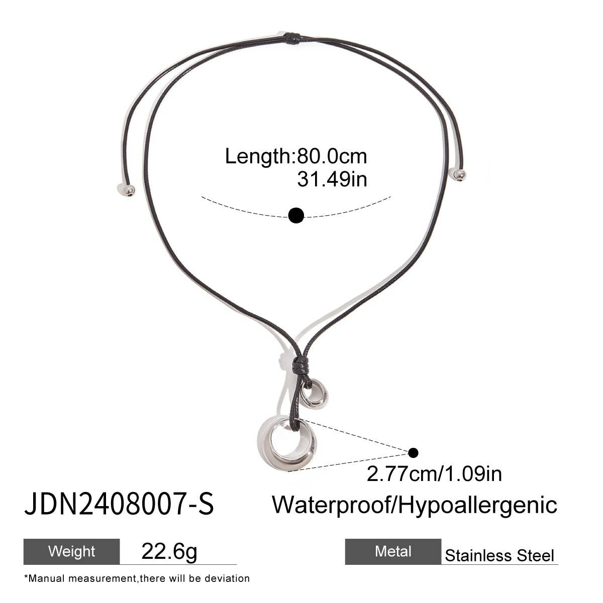 Black Rope Necklace Design Sense Collarbone Chain Non-Fading Stainless Steel Jewelry