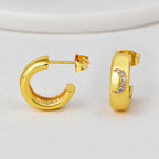 E0636 Fashion Simple Earrings for Women Copper Gold-Plated Moon Micro-Inlaid White Zircon Earrings