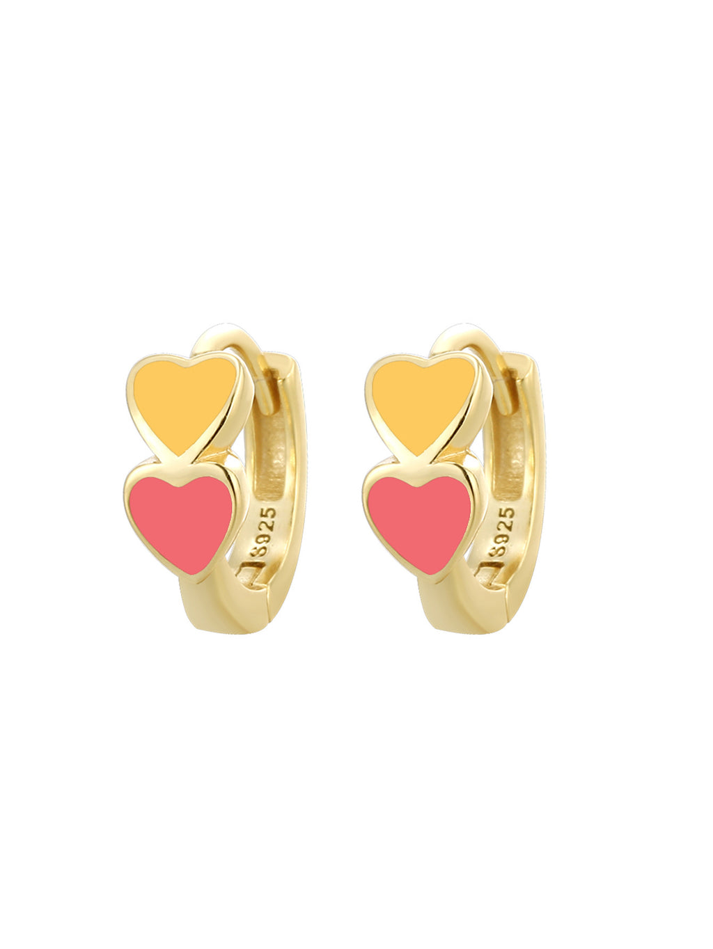 SE Jewelry Double Heart Colorful Resin Earrings For Women Gold Plated