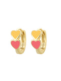 14K Gold-Plated 925 Sterling Silver Double Heart Colorful Resin Earrings — product styling — jewelry finish and design detail