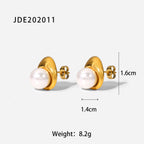 Same Style18K Gold Stainless Steel Earrings Fashionable Personality Pearl Earrings Hoop Earrings Women's Jewelry