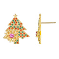 Gold-Plated Brass Sculptural CZ Stud Earrings — Polished Silhouette for private-label fashion jewelry buyers