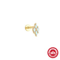 Moonstone and Cubic Zirconia 925 Sterling Silver Flat-Back Stud — fashion jewelry image 11 — jewelry finish and design detail