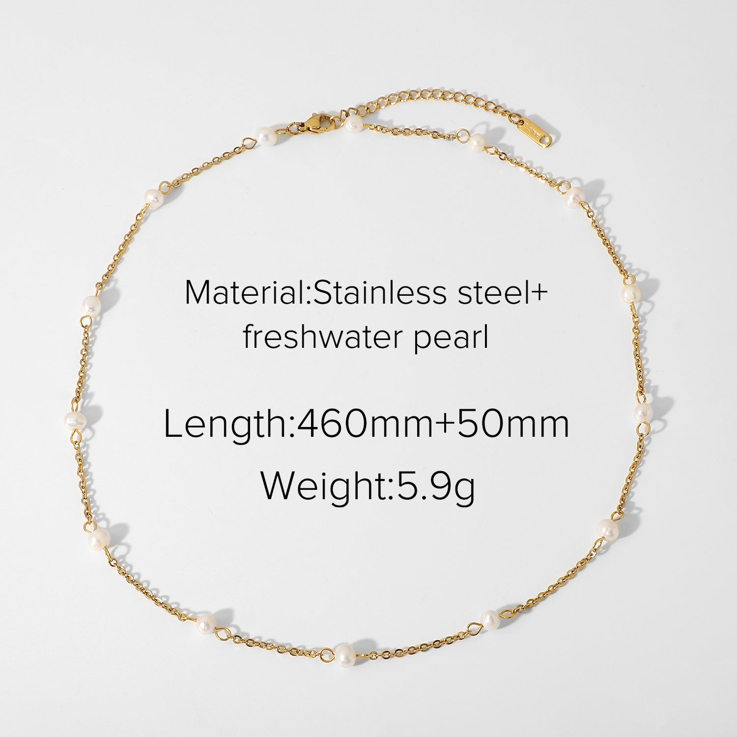 New Pearl Necklace18K Gold-plated Stainless Steel Chain Natural Freshwater Pearl Neck Chain for Women