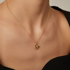 Sterling Silver Star Moon Pendant Necklace