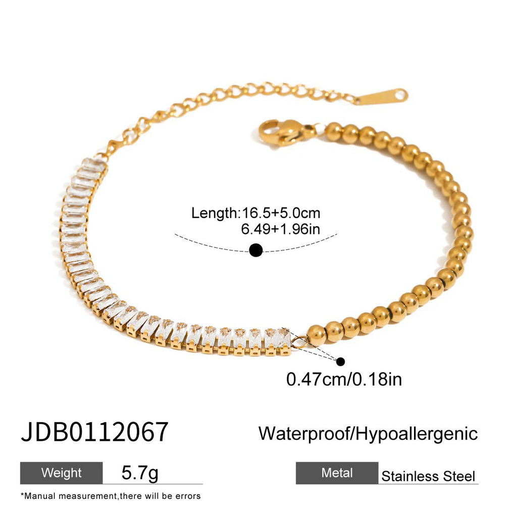 2H Stainless Steel Zircon Bracelet Stacking Jewelry Non-Fading Accessories for Women