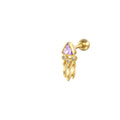 Triangle Zircon Tassel 925 Sterling Silver Cartilage Earring — pair presentation — alternate angle 2 — jewelry finish and design detail