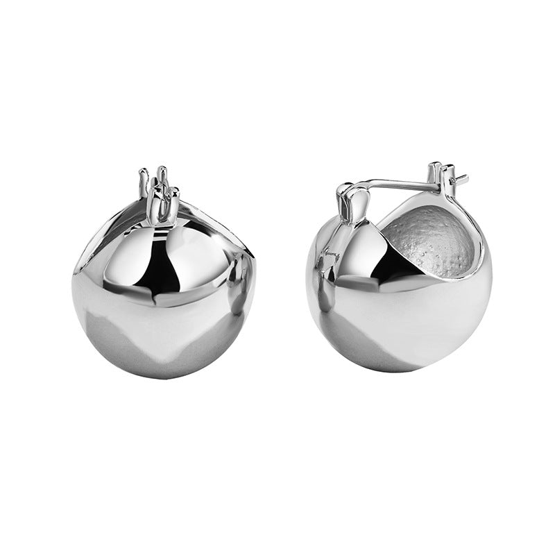 E0322 Copper Gold-Plated Earrings Minimalist Style Metal Ball Earrings Vintage Spherical Earrings for Women