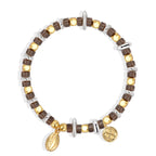 B0331 Vintage Melad Coffee Bean Coating18k Gold Beaded Holiday Bohemian Bracelet