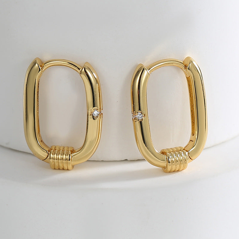 E0456 Geometric Earrings for Women New Arrival U Zircon Earrings