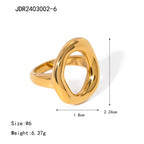 18k Gold Stainless Steel Oval Hollow Ring Fashionable Personality Simple Geometric Women