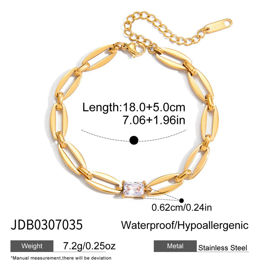 18k Zircon Bracelet Non-Fading Stainless Steel Jewelry for Women