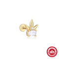 925 Sterling Silver Heart Crown cubic zirconia Spiral Piercing Stud Earrings 8mm — product style photo 12 — jewelry finish and design detail