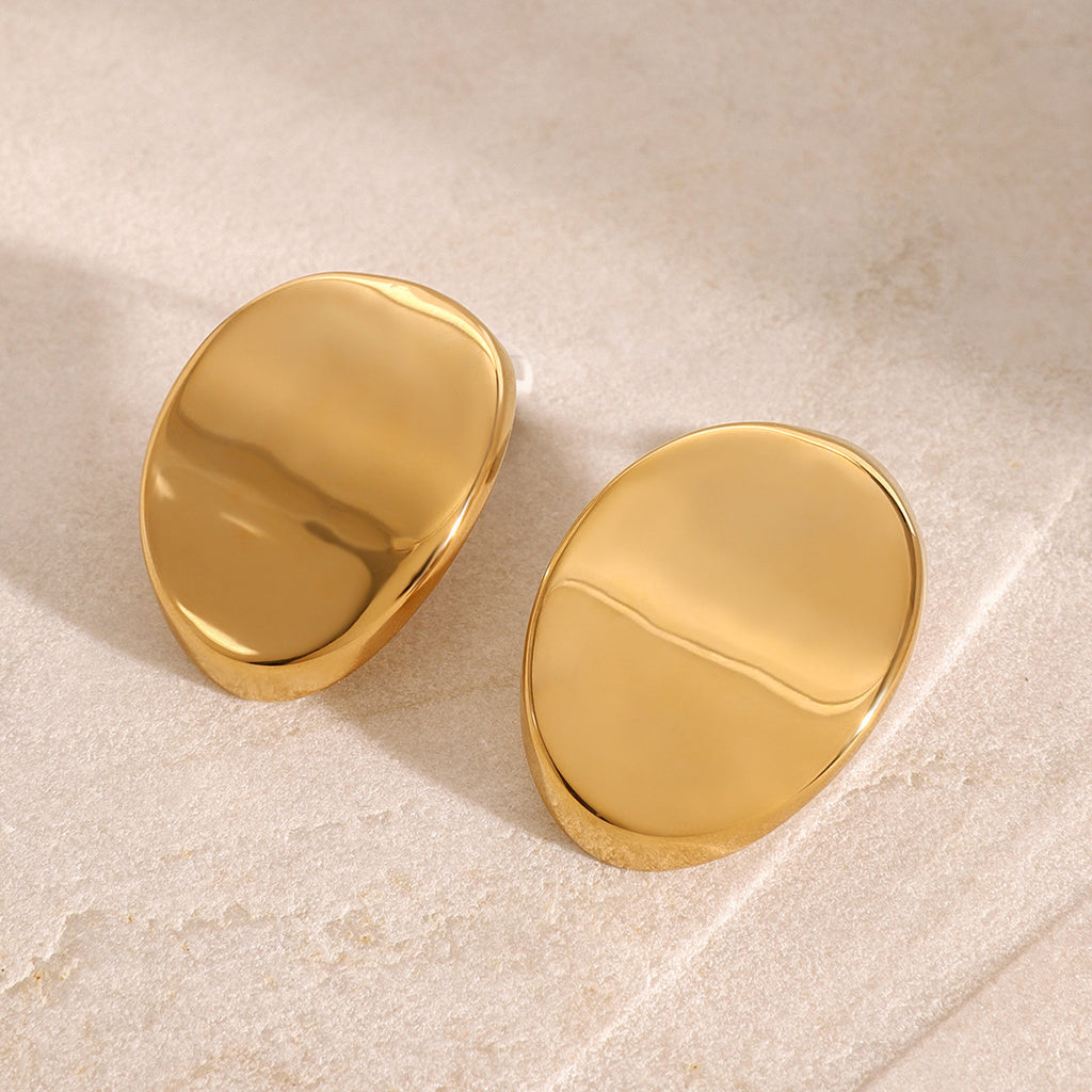 2H Stainless Steel Oval Stud Earrings Personality Earrings Ear Jewelry earrings Ornament