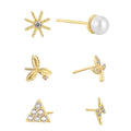 Gold-Plated Brass Shell CZ Earrings — Minimal Edit with gold-tone brass construction — jewelry finish and design detail