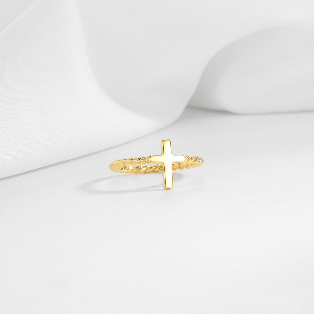 R0637 Design Sense Cross Ring Copper Plated18K Gold Finger Ring Fashion Trendy Decoration