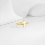 R0637 Design Sense Cross Ring Copper Plated18K Gold Finger Ring Fashion Trendy Decoration