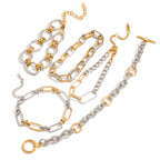 2H Stainless Steel Color Block Cuban Bracelet Jewelry for Women