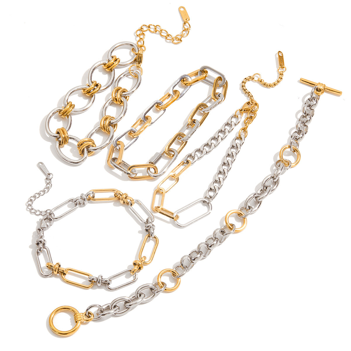 2H Stainless Steel Color Block Cuban Bracelet Jewelry for Women