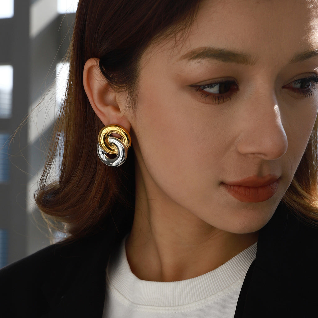 Color Block Stud Earrings Earrings Stainless Steel Jewelry