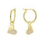E0822 Fashion Earrings for Women, Gold-Plated Heart Half Zirconia Drop Earrings
