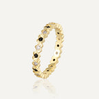 R0672 Fashionable Personality Ring for Women with Heart Inlay and Black and White Zircon