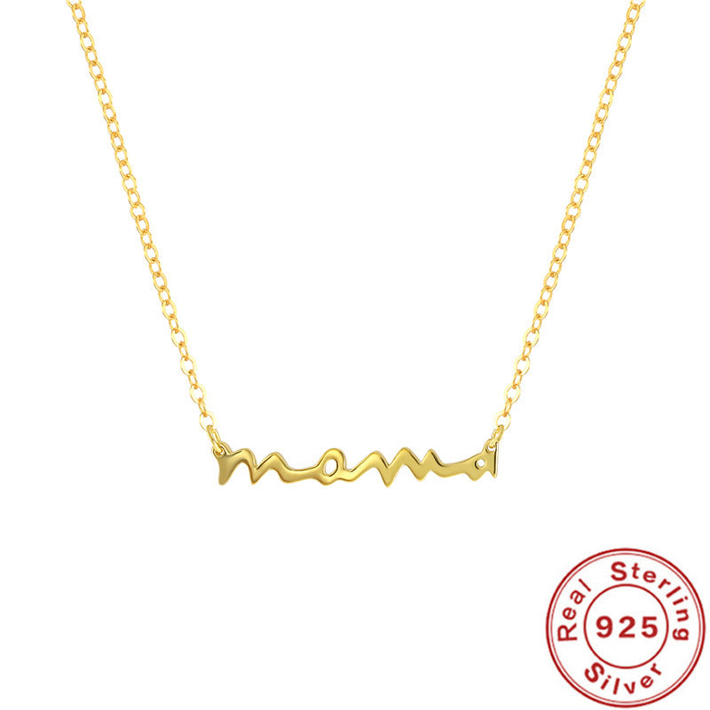 S925 Mama Letter Necklace In Silver Collarbone Chain