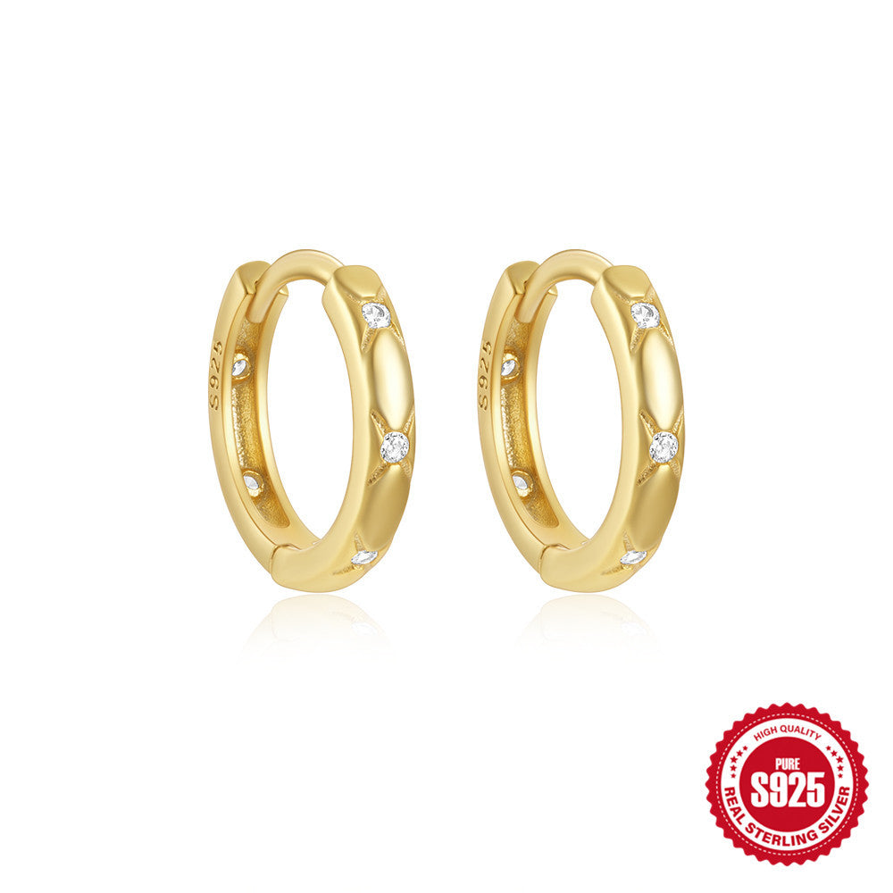 S925Sterling Silver Double Row Diamond Minimalist Fashion Hoop Earrings Hot Selling Classic High-end Earrings Jewelry