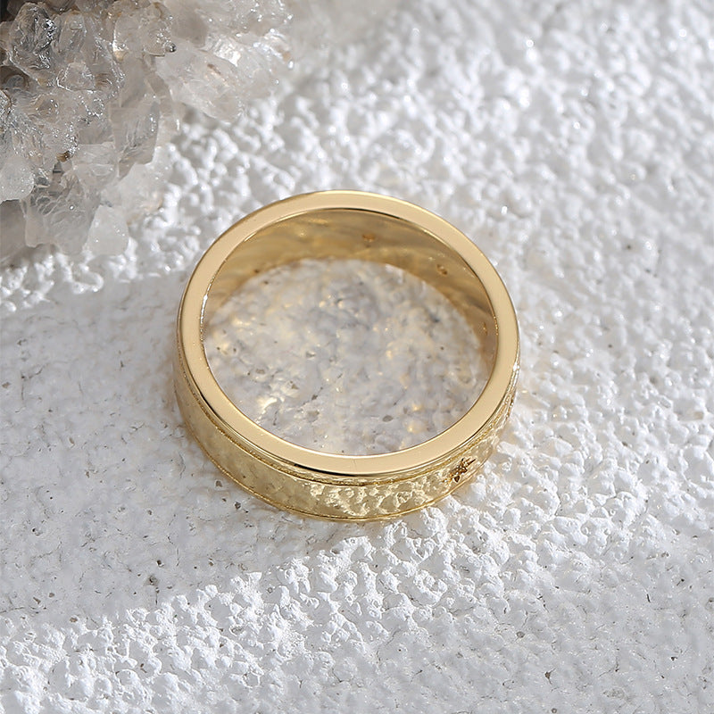 R0578 French Minimalist Monochrome Retro Design Ring for Women Fashion Micro Pave Zircon Ring