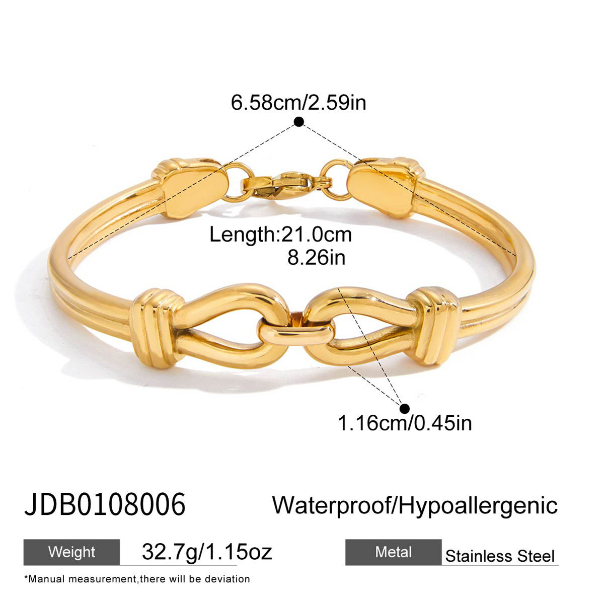 18k Gold Bracelet Non-Fading Stainless Steel Jewelry Bracelet with Clasp