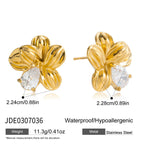 2H Zircon Flower Stud Earrings Zircon Earrings Stainless Steel Jewelry for Women Non-Fading