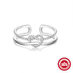 S925Pure Silver Japanese Style High-End Diamond-Studded Ring Japanese and Korean Design Sense Diamond Heart Petal Open Index Finger Ring