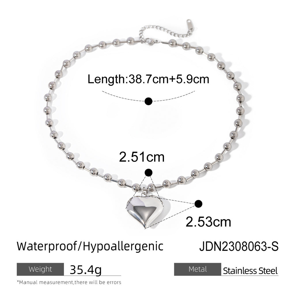 Stainless Steel Heart Pendant Necklace Collarbone Chain Jewelry necklace
