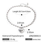Stainless Steel Heart Pendant Necklace Collarbone Chain Jewelry necklace