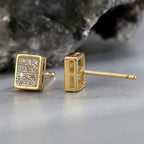 E0559 Fashionable Minimalist Design Earrings for Women Brass Gold-Plated Micro-Inlaid Zircon Square Stud Earrings