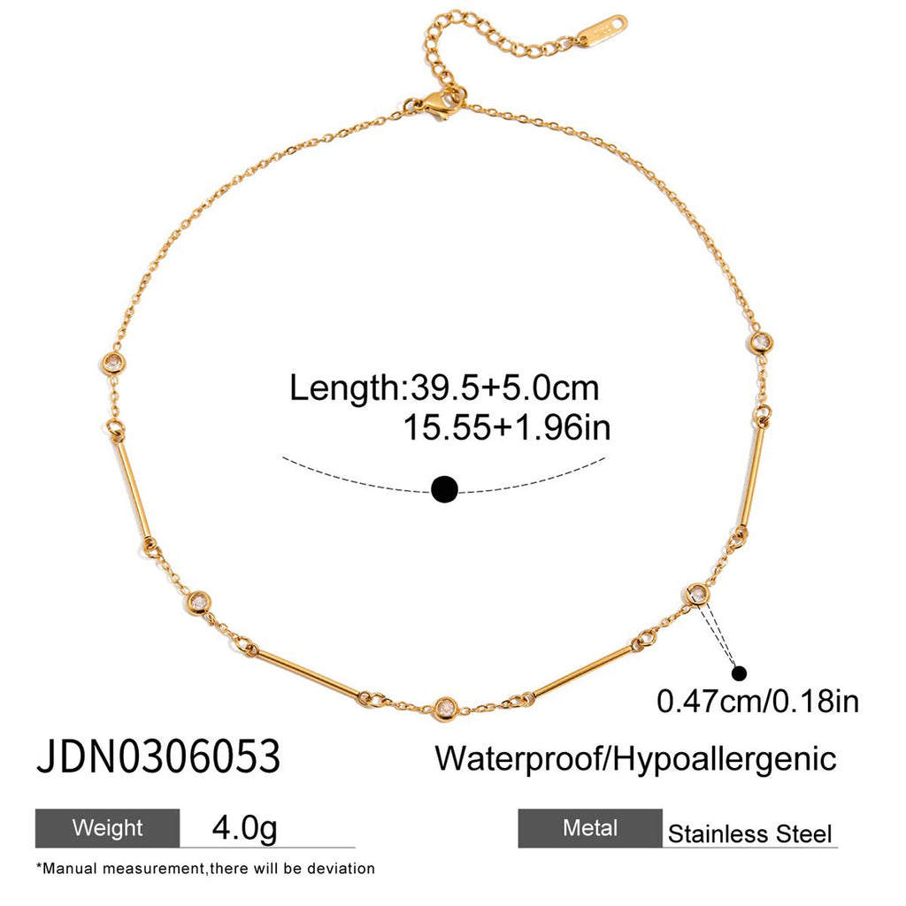 18K Stainless Steel Zircon Necklace Collarbone Chain Non-Fading Jewelry