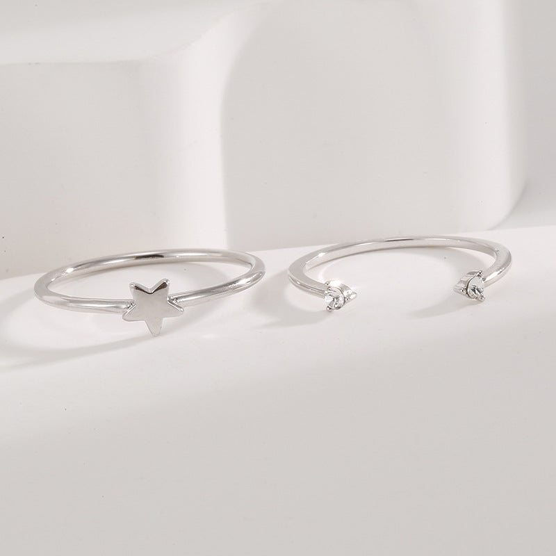 CYR0717-CYR0718 Little Star Open Double Zirconia Ring for Women Simple Design Trendy