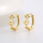 SE0105 S925Silver plating14K Gold French Style Geometric Square Hollow Earrings for Women Minimalist Ear Jewelry
