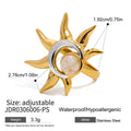 Sunburst Stainless Steel Ring in Gold-Tone featuring celestial and a gold-tone finish