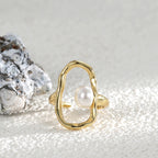 R0110 French Fashion Adjustable Ring Personality Open Ring Design Shell Pearl Ring for Women