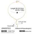 Polished Stainless Steel Lariat Necklace with Cubic Zirconia Detail featuring cubic zirconia detailing — jewelry finish and design detail
