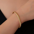 CYB0106 Open Bracelet for Women gold Braided Design